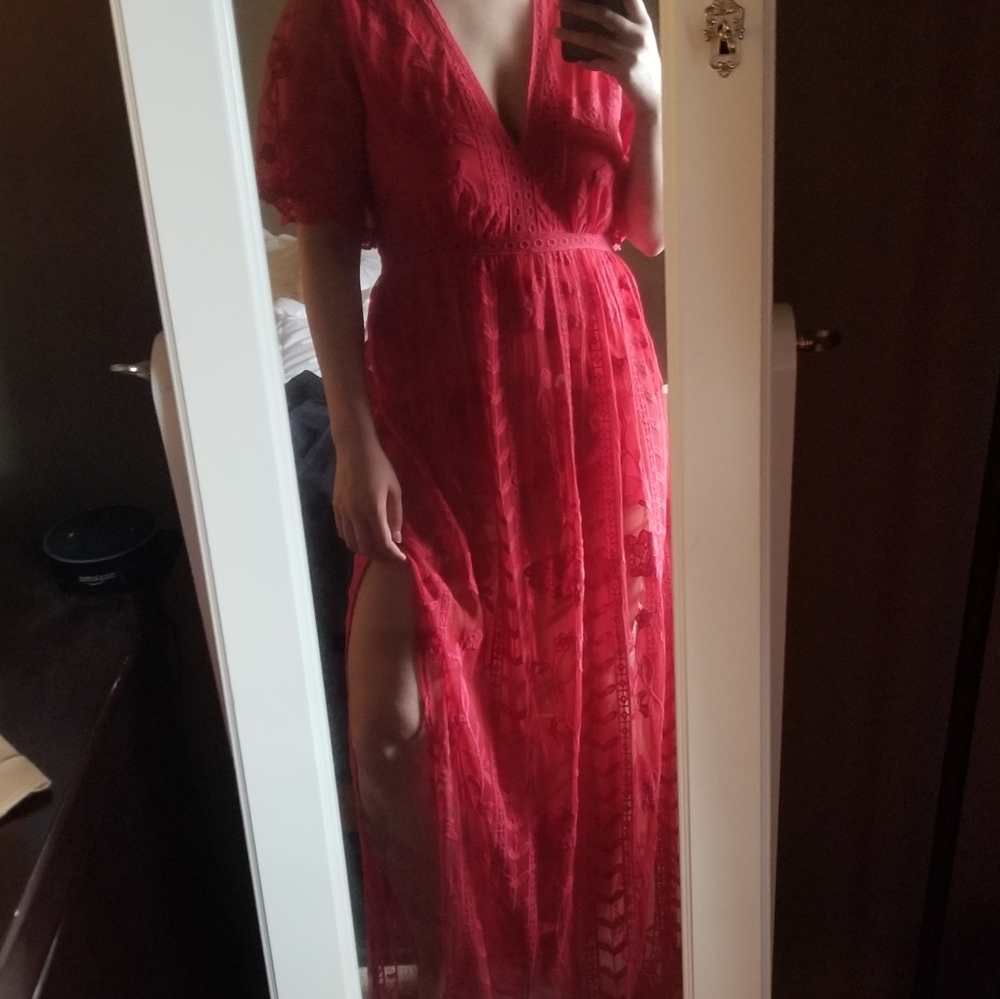 Red Lace Socialite Dress / Romper